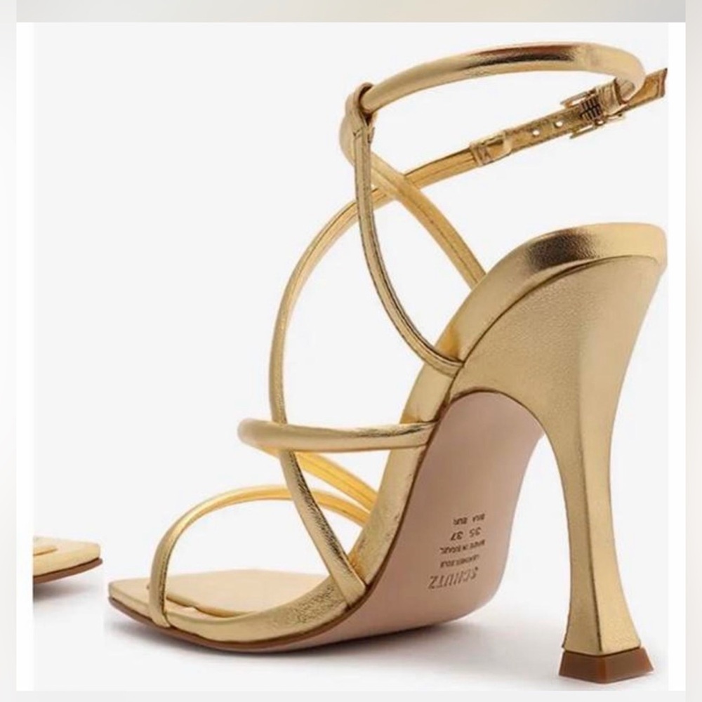 SCHUTZ Gold Strappy Heels - Picture 2 of 4